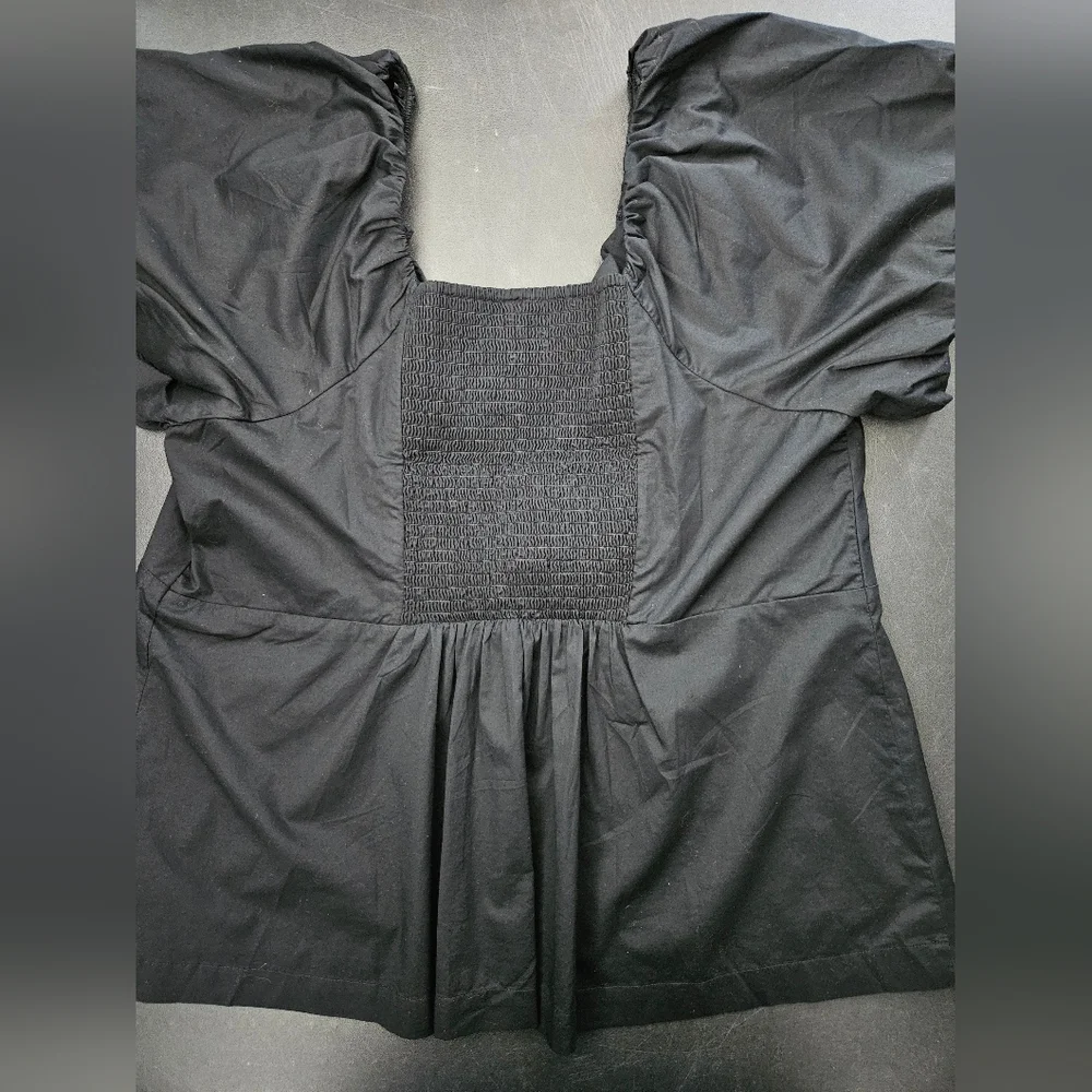 NWT - Waist-Defined Cotton Black Puff Sleeve Old Navy Top - Size Tall XXL
